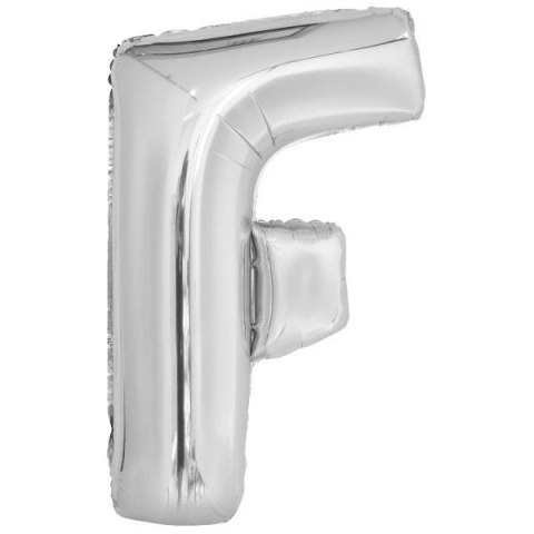 Balon foliowy litera F srebrna 54,5x86cm Balon foliowy litera F srebrna 54,5x86cm