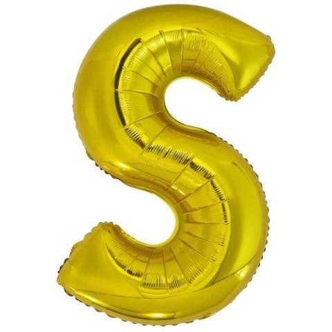 Balon foliowy litera S złota 55x86cm Balon foliowy litera S złota 55x86cm