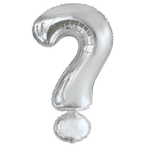 Balon foliowy znak ? srebrny 53x86cm Balon foliowy znak ? srebrny 53x86cm