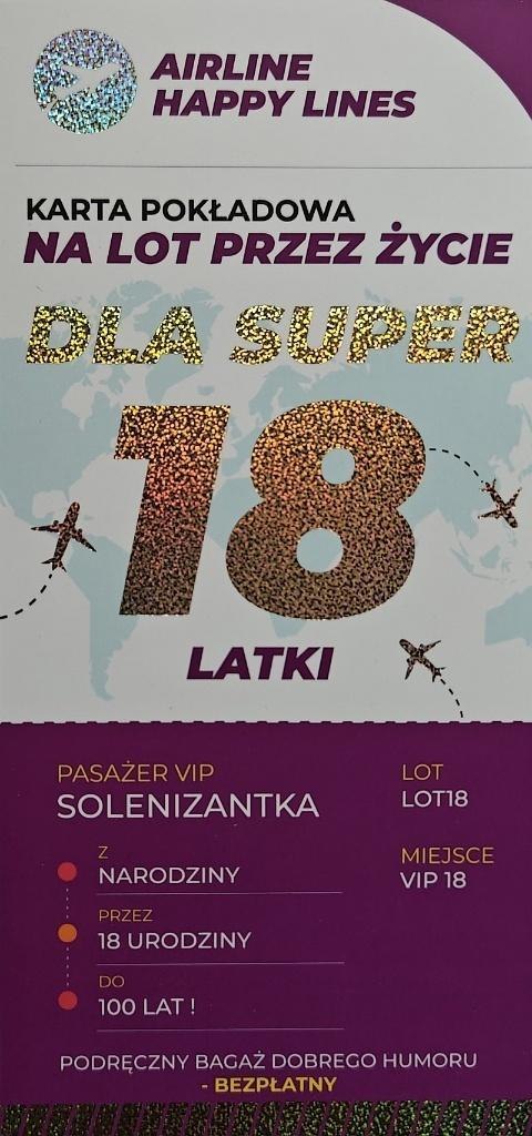 Karnet karta pokładowa 18 urodziny damskie Karnet karta pokładowa 18 urodziny damskie