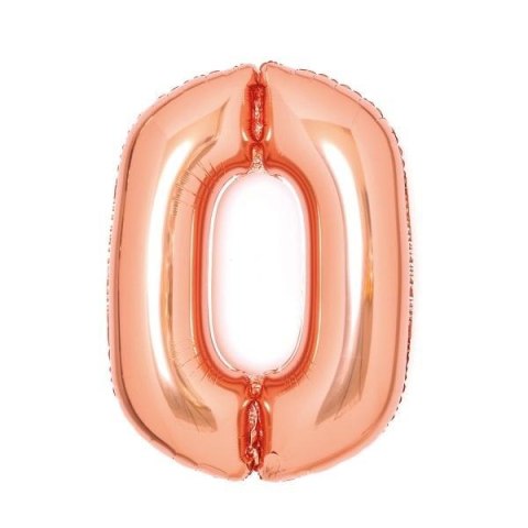 Balon foliowy cyfra 0 różowe złoto 47x66cm Balon foliowy cyfra 0 różowe złoto 47x66cm