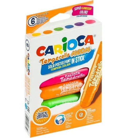 Farby w sztyfcie temperello neon 6kol CARIOCA Farby w sztyfcie temperello neon 6kol CARIOCA