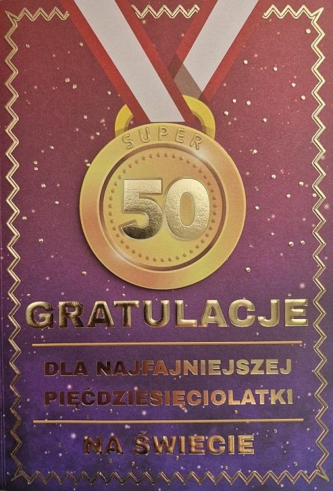 Karnet Urodziny 50 medal damskie Karnet Urodziny 50 medal damskie