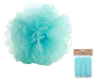 Ozdoba papierowa pompon lazurowa 25cm 3szt