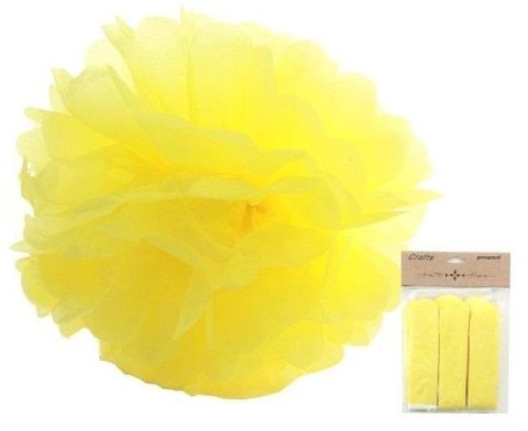 Ozdoba papierowa pompon żółta 25cm 3szt Ozdoba papierowa pompon żółta 25cm 3szt