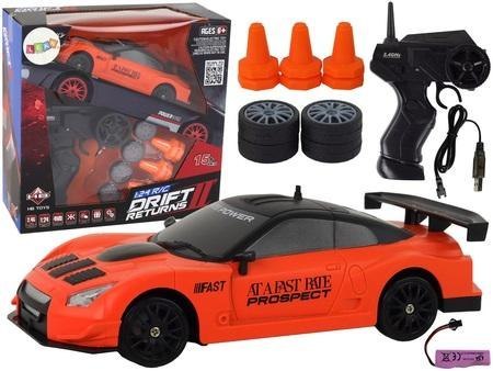 Autko sportowe R/C 1:24 wymienne koła pomarańczowe Autko sportowe R/C 1:24 wymienne koła pomarańczowe