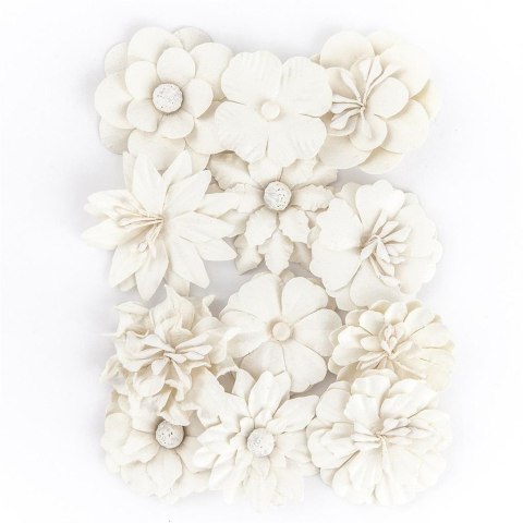 Kwiaty papierowe gotowe białe 4 cm 12szt Kwiaty papierowe gotowe białe 4 cm 12szt