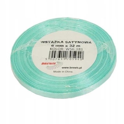 Wstążka satynowa miętowa 6mm x 32m Wstążka satynowa miętowa 6mm x 32m