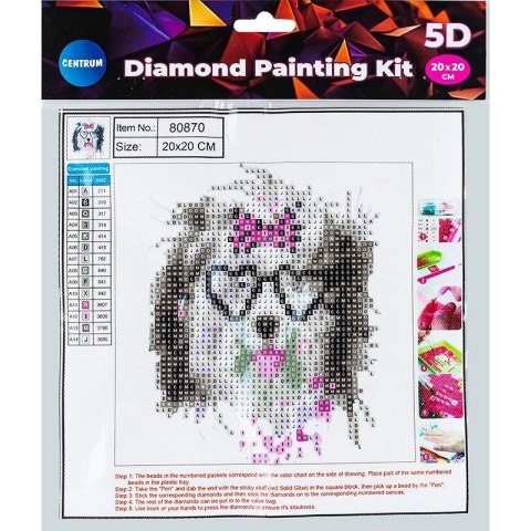 Diamentowa mozaika 5D - Dog in glasses 20x20 80870 Diamentowa mozaika 5D - Dog in glasses 20x20 80870
