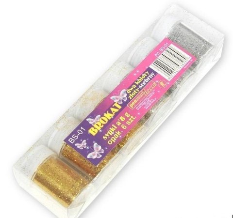Brokat sypki z dozownikiem 2 kolory 6x8g Brokat sypki z dozownikiem 2 kolory 6x8g