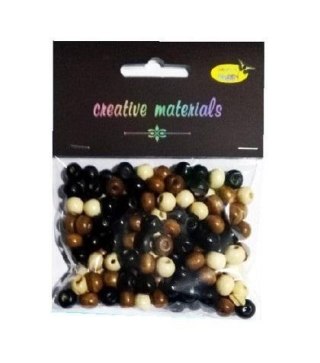 Koraliki drewniane naturalny mix ok 26g ok150szt