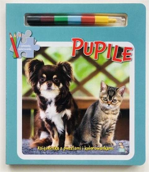 Pupile. Książka z puzzlami, kolorowankami i kredką Pupile. Książka z puzzlami, kolorowankami i kredką