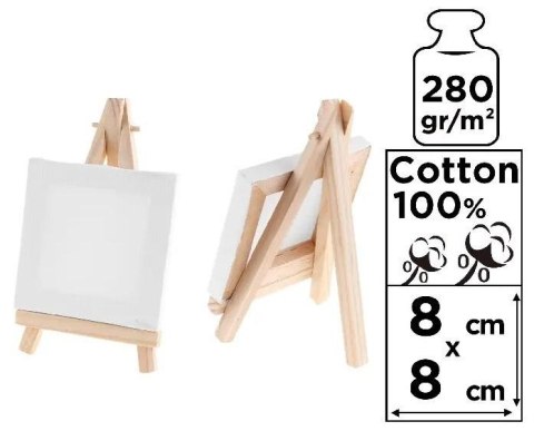 Podobrazie mini 8x8cm 280G/m2 + sztaluga Podobrazie mini 8x8cm 280G/m2 + sztaluga