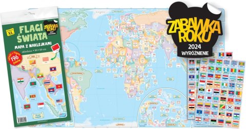 Flagi świata. Mapa z naklejkami Flagi świata. Mapa z naklejkami