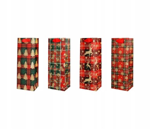 Torba prezentowa na butelkę 12,5x34,5 brokat mix Torba prezentowa na butelkę 12,5x34,5 brokat mix