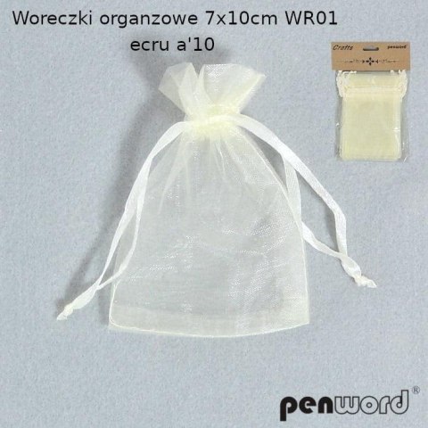Woreczki organzowe ecru 7x10cm 10szt Woreczki organzowe ecru 7x10cm 10szt