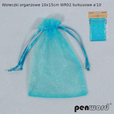 Woreczki organzowe turkusowe 15x10cm 10szt Woreczki organzowe turkusowe 15x10cm 10szt