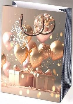 Torebka ozdobna matowa 26x32x12cm urodziny balony Torebka ozdobna matowa 26x32x12cm urodziny balony