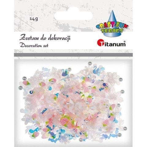 Zestaw perełki cekiny różowe14g mix Zestaw perełki cekiny różowe14g mix