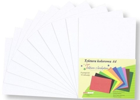 Tektura A4 gładka brokat biała 10szt Tektura A4 gładka brokat biała 10szt