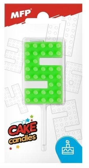 Świeczka klocki cyfra 5 zielona Świeczka klocki cyfra 5 zielona