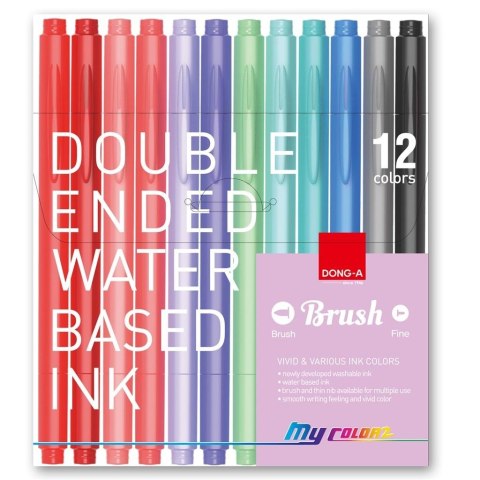 Pisaki dwustronne My Color 12 kolorów DONG-A Pisaki dwustronne My Color 12 kolorów DONG-A
