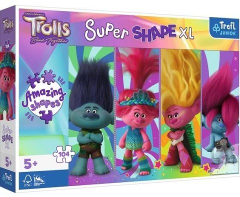 Puzzle 104 Super Shape XL Zabawy z Trollami TREFL Puzzle 104 Super Shape XL Zabawy z Trollami TREFL