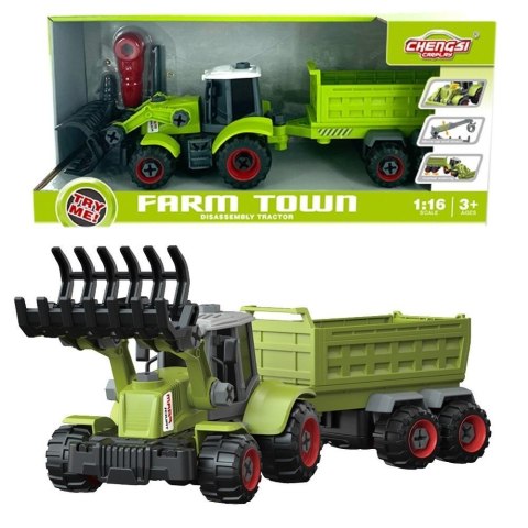Traktor z łyżką i przyczepą do skręcania Traktor z łyżką i przyczepą do skręcania