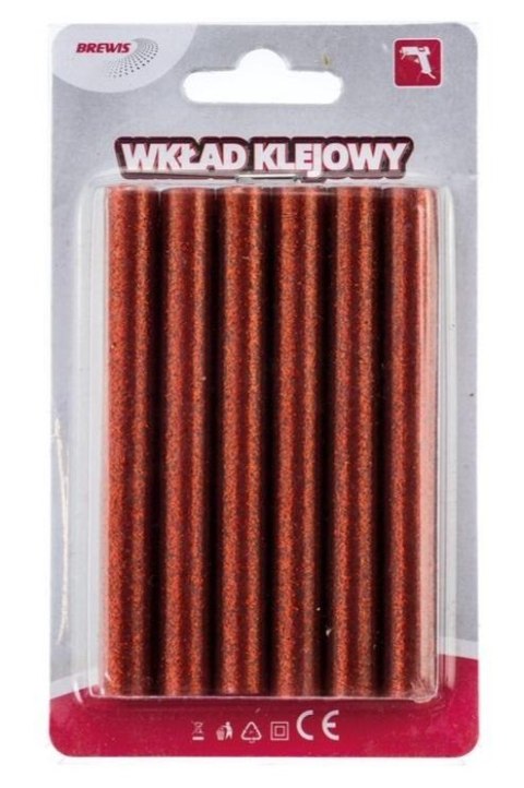 Wkład klejowy brokatowy czerwony 11mmx10cm 6szt Wkład klejowy brokatowy czerwony 11mmx10cm 6szt
