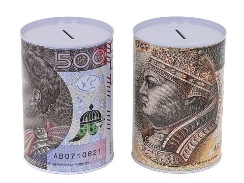 Skarbonka metalowa banknoty złoty polski MIX Skarbonka metalowa banknoty złoty polski MIX