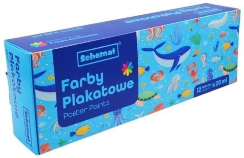 Farby plakatowe 20ml 12 kolorów Farby plakatowe 20ml 12 kolorów