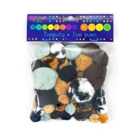 Pompony akrylowe animal prints 56szt mix Pompony akrylowe animal prints 56szt mix