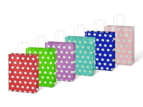 Torebka na prezent kraft 150x210x80 kropka mix Torebka na prezent kraft 150x210x80 kropka mix