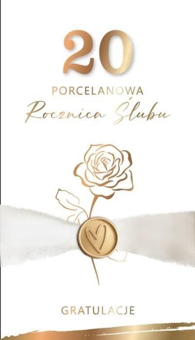 Karnet Rocznica Ślubu 20 - porcelanowa Karnet Rocznica Ślubu 20 - porcelanowa