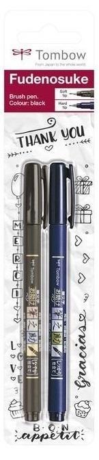 Flamastry Brush pen Fudenosuke czarny tw 1 i 2 2sz Flamastry Brush pen Fudenosuke czarny tw 1 i 2 2sz
