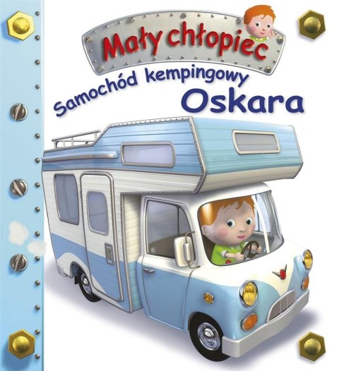 Samochód kempingowy Oskara. Mały chłopiec Samochód kempingowy Oskara. Mały chłopiec