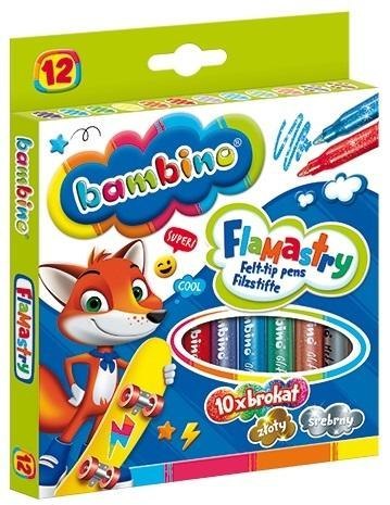 Flamastry brokatowe 12 kolorów BAMBINO Flamastry brokatowe 12 kolorów BAMBINO