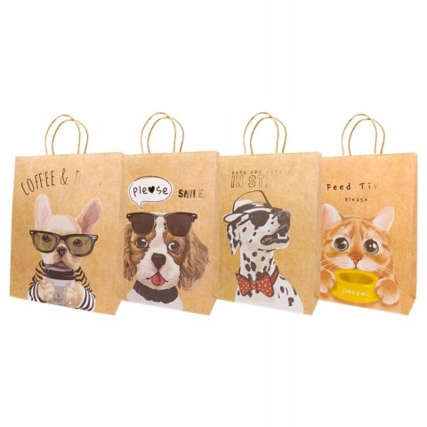 Torba prezentowa 32x42 kraft, psy, kot mix Torba prezentowa 32x42 kraft, psy, kot mix