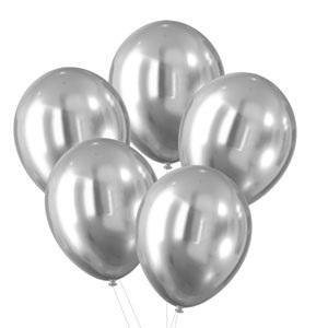 Balony z efektem chromu srebrne 30cm 5szt Balony z efektem chromu srebrne 30cm 5szt