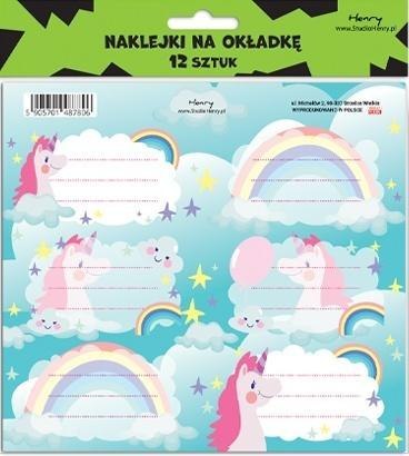 Naklejki na zeszyty - Jednorożec (12szt) Naklejki na zeszyty - Jednorożec (12szt)