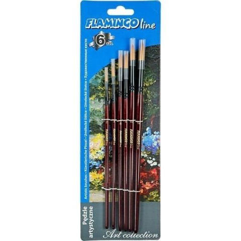 Pędzle artystyczne Flamingo 6 sztuk Pędzle artystyczne Flamingo 6 sztuk