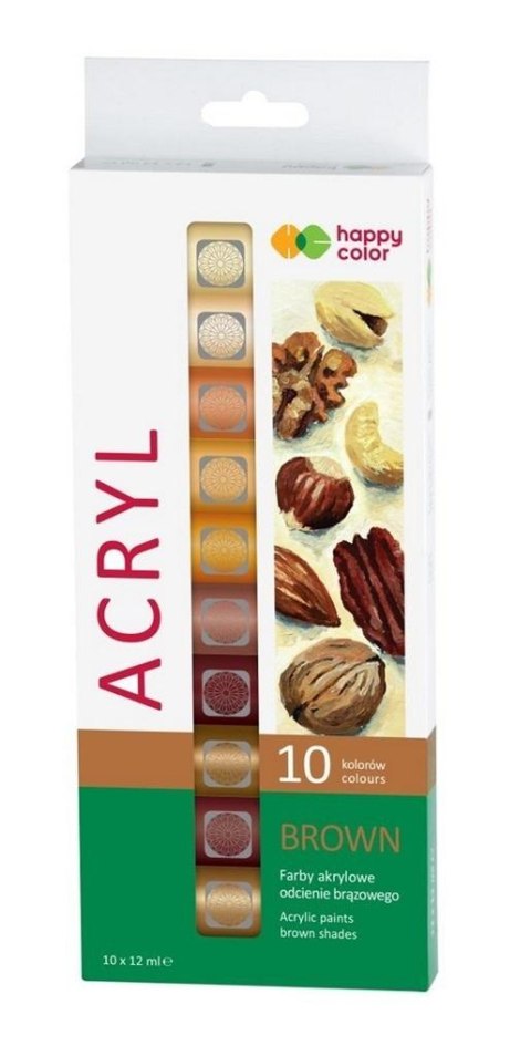 Farby akrylowe 12ml 10kol brązowy HAPPY COLOR Farby akrylowe 12ml 10kol brązowy HAPPY COLOR