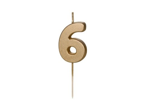 Świeczka urodzinowa cyfra 6 złota 4,5cm