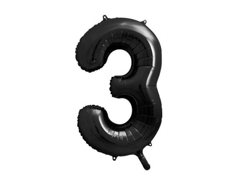 Balon foliowy 3 czarny 86cm Balon foliowy 3 czarny 86cm