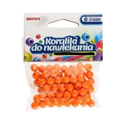 Koraliki do nawlekania pomarańcz + sznurek 8mm 16g Koraliki do nawlekania pomarańcz + sznurek 8mm 16g