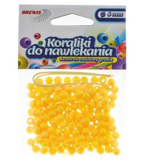 Koraliki do nawlekania żółte + sznurek 6mm 16g Koraliki do nawlekania żółte + sznurek 6mm 16g