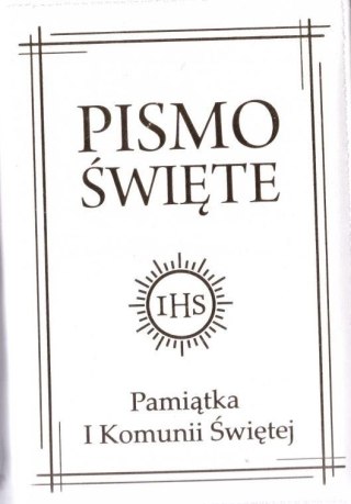 Pismo Święte w etui białe - I Komunia Św.