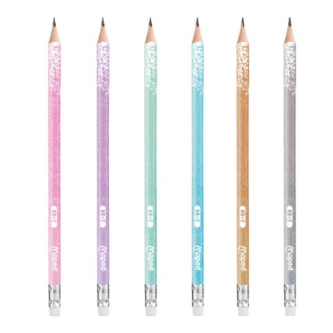 Ołówek z gumką Glitter brokat HB (12szt) MAPED Ołówek z gumką Glitter brokat HB (12szt) MAPED
