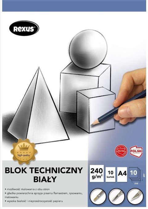 Blok techniczny A4/10K biały Premium Blok techniczny A4/10K biały Premium