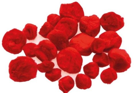 Pompony puszyste czerwone 24szt Pompony puszyste czerwone 24szt